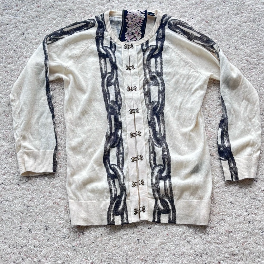 L.A.M.B LAMB cashmere Chain Print Cardigan Sweater M